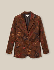 Princella Floral Corduroy Blazer, Brown (BROWN), large