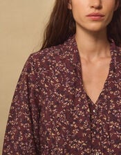 East Ellis Floral Pintuck Blouse, Red (BURGUNDY), large