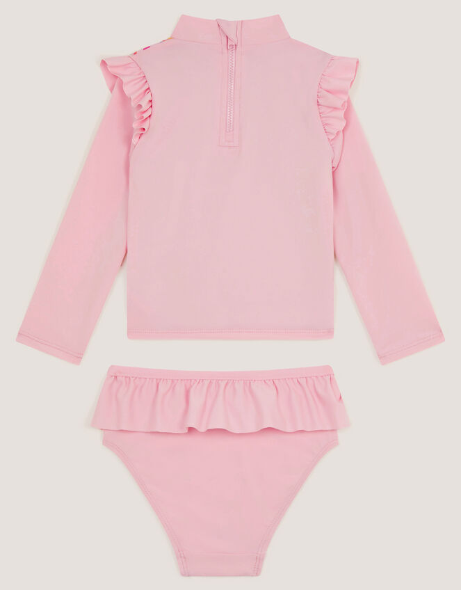 Baby Giraffe Print Rash Vest Swim Set, Pink (PINK), large