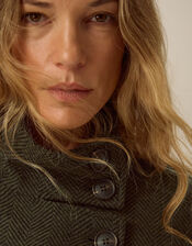 Pip Funnel Neck Herringbone Coat, Green (GREEN), large