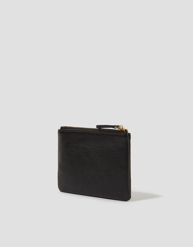 Faux Leather Coin Purse, Black (BLACK), large