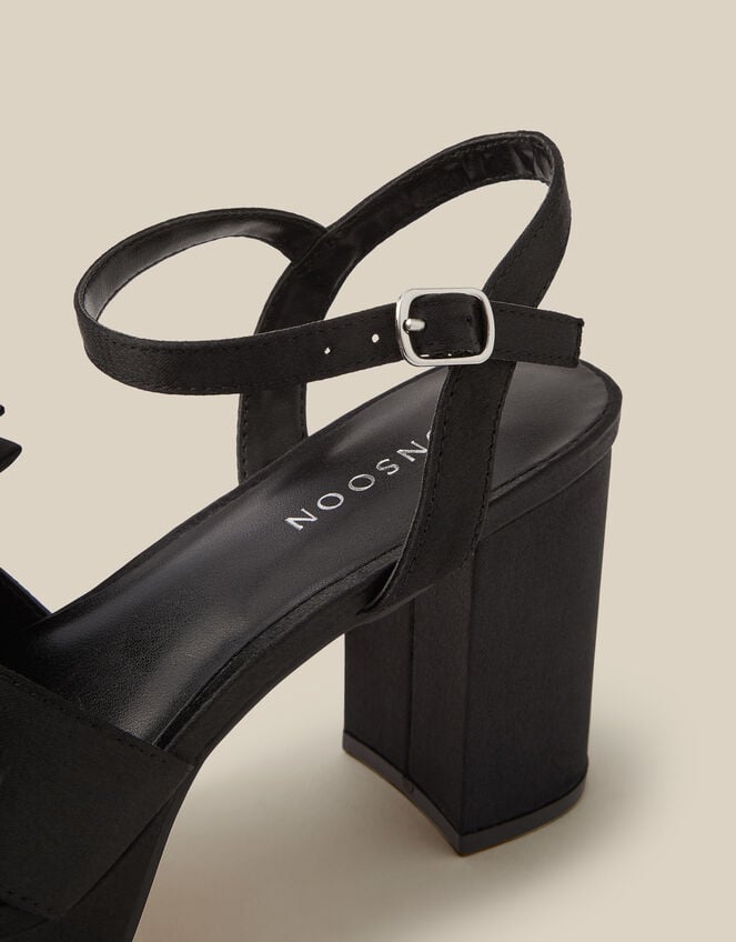 Grace Bow Satin Platform Heels, Black (BLACK), large