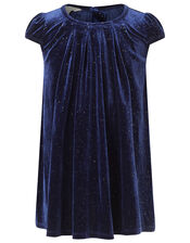 Baby Sparkle Velvet Dress with Recycled Fabric, Blue (NAVY), large