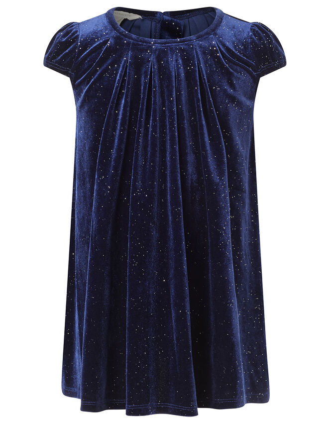 Baby Sparkle Velvet Dress with Recycled Fabric, Blue (NAVY), large