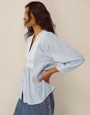 Callie Stripe Blouse, Blue (BLUE), large