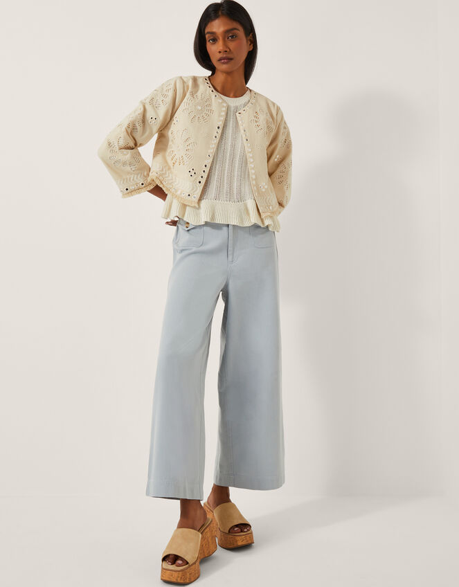 Calista Cutwork Cropped Jacket, Ivory (IVORY), large