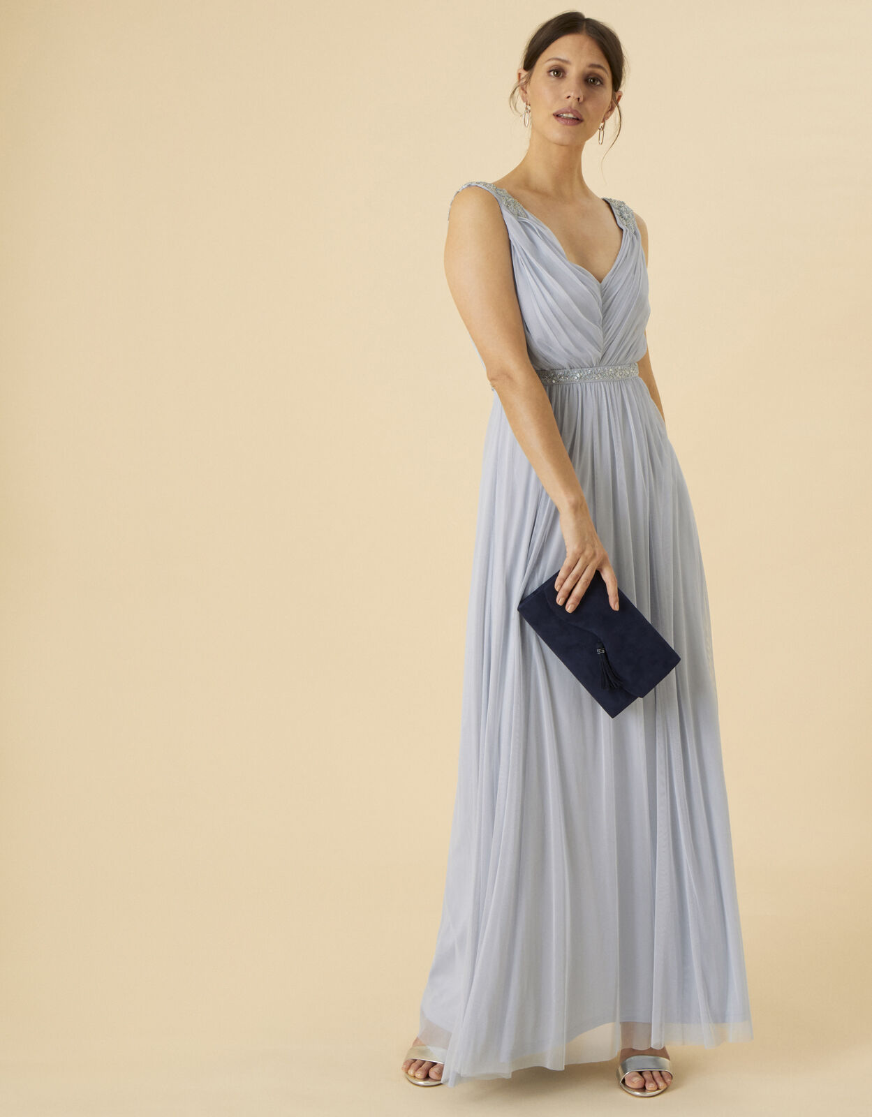 Brenda Maxi Dress in Recycled Polyester Blue