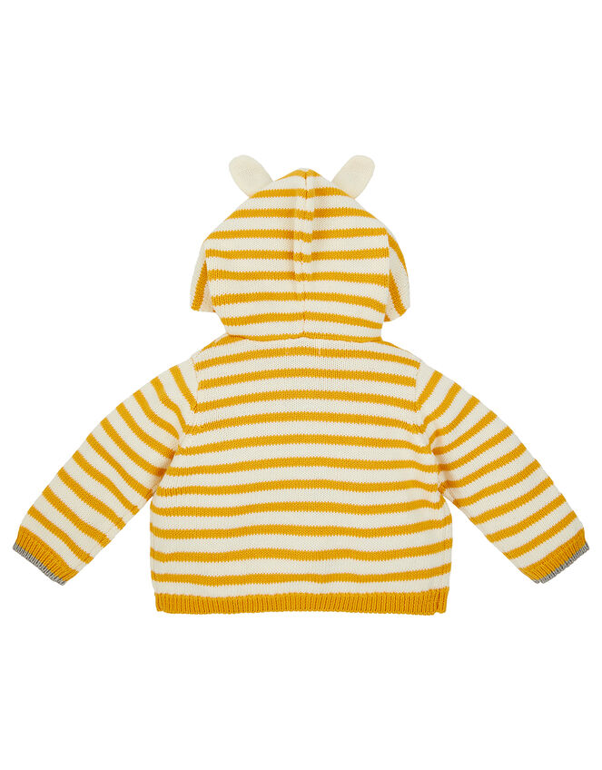 Newborn Bear Stripe Knit Cardigan, Yellow (MUSTARD), large