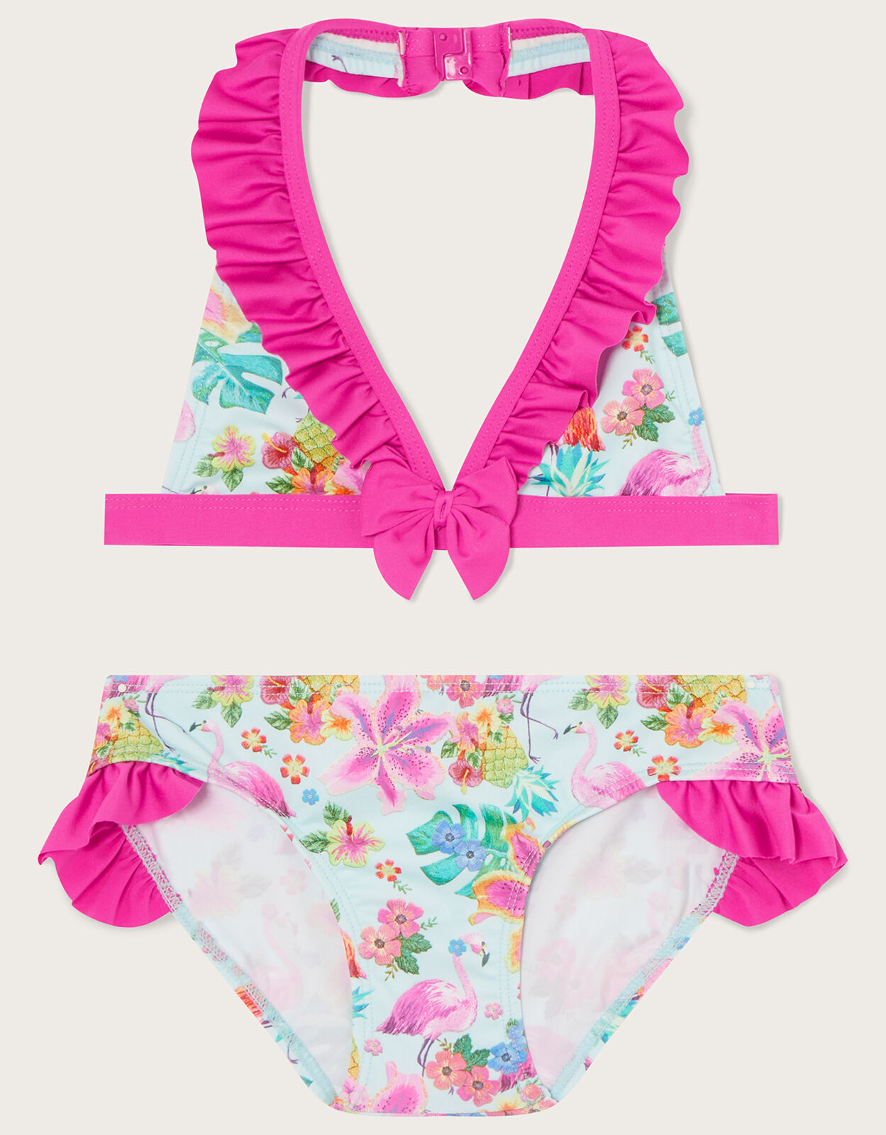 Flamingo Tropical Ruffle Bikini Set Blue