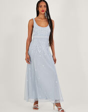 Eugiene Embroidered Shorter Length Maxi Dress, CLOUD, large