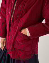 Mandy Corduroy Quilted Jacket, Red (BURGUNDY), large