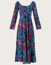 Laikyn Print Midi Dress in Sustainable Viscose, Grey (GREY), large