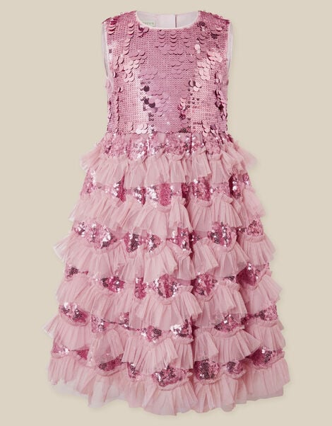 Ruffle Sequin Party Dress, Pink (PINK), large