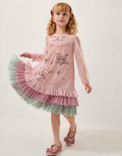 Embellished Heart Long Sleeve Dress, Pink (PINK), large