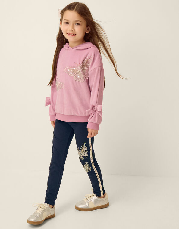 Sequin Butterfly Hoodie & Leggings Set, Pink (PINK), large