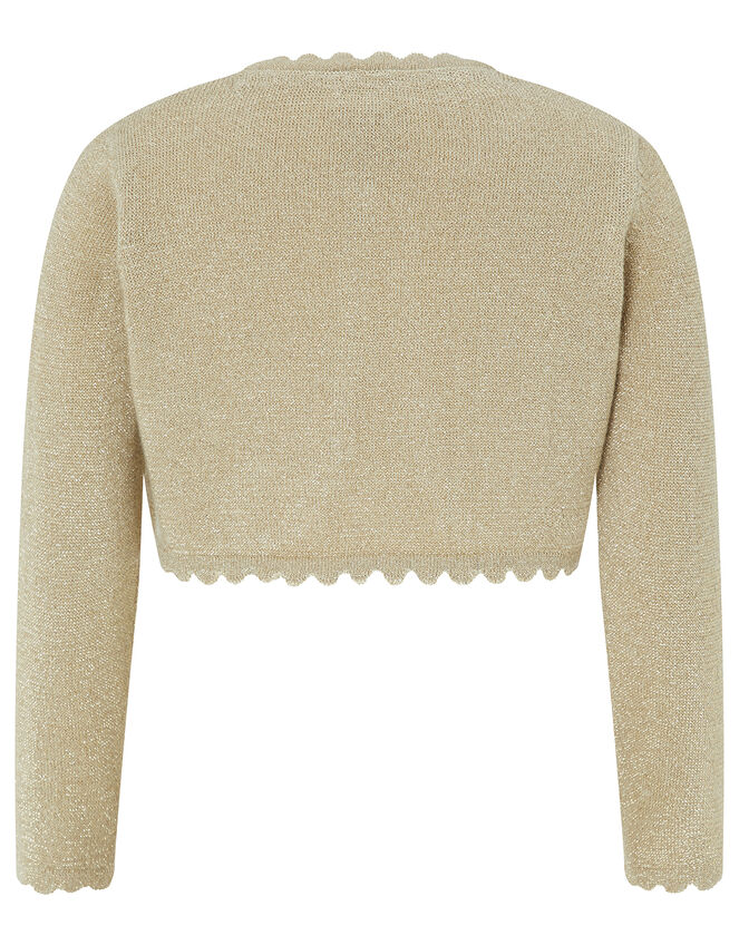 Baby Niamh Cropped Sparkle Knitted Cardigan, Gold (GOLD), large