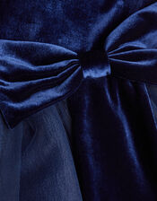 Velvet Bow Party Dress, Blue (NAVY), large
