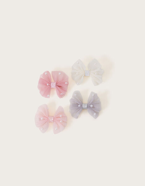 Pearl Tutu Bow Hair Clips 4 Pack, , large