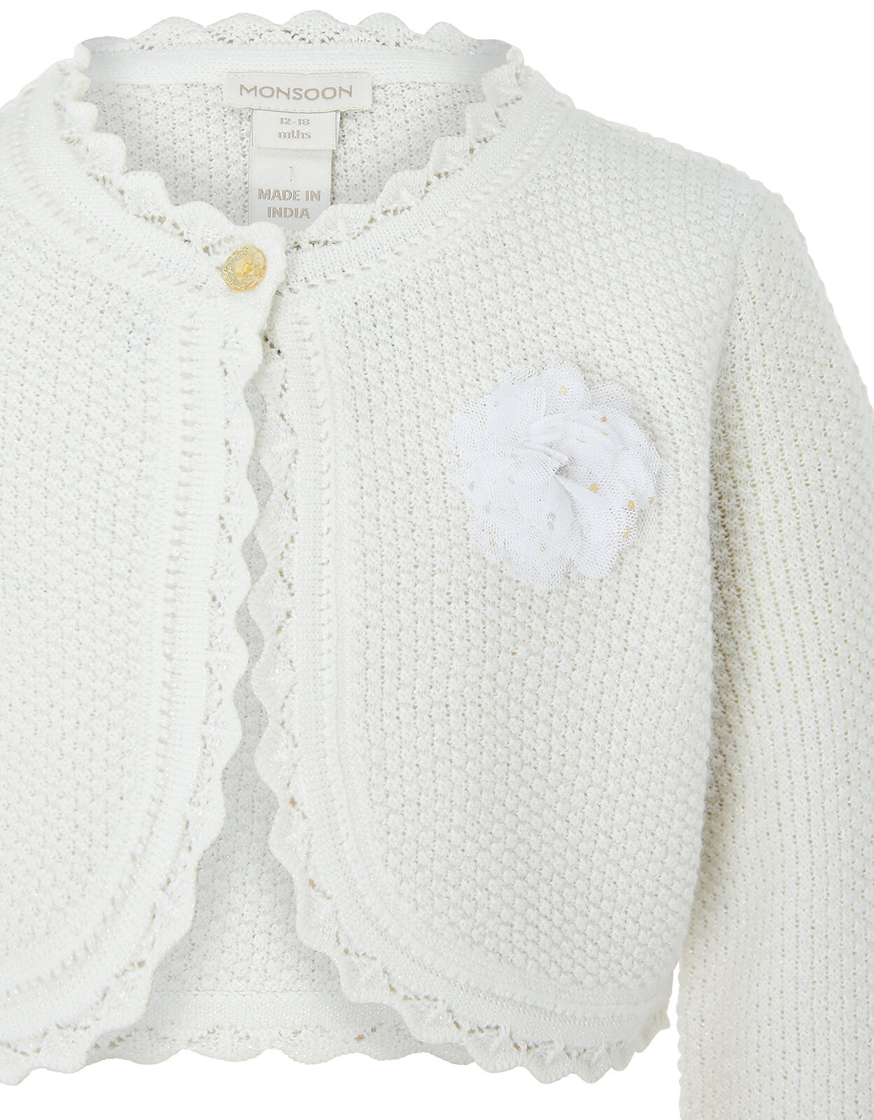 Baby Shimmer Knit Cardigan Ivory