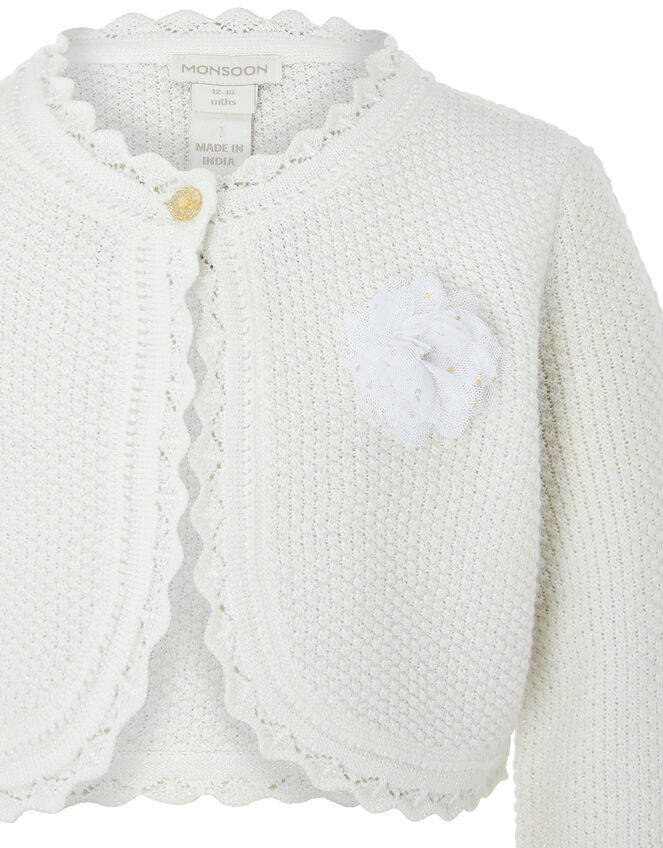 Baby Shimmer Knit Cardigan, Ivory (IVORY), large