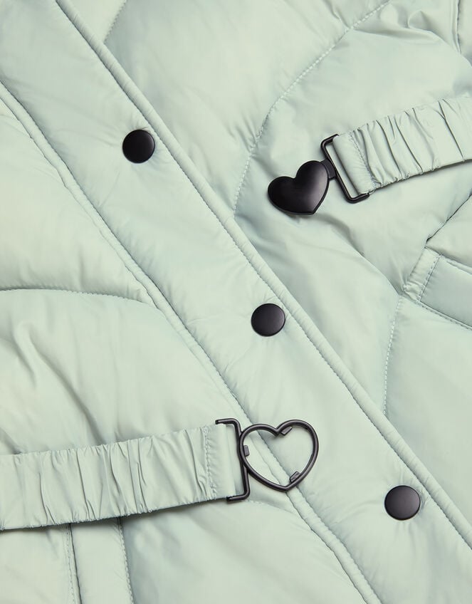 Belted Puffer Coat, Green (SAGE), large