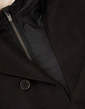 Zip Through Hooded Peacoat, Black (BLACK), large