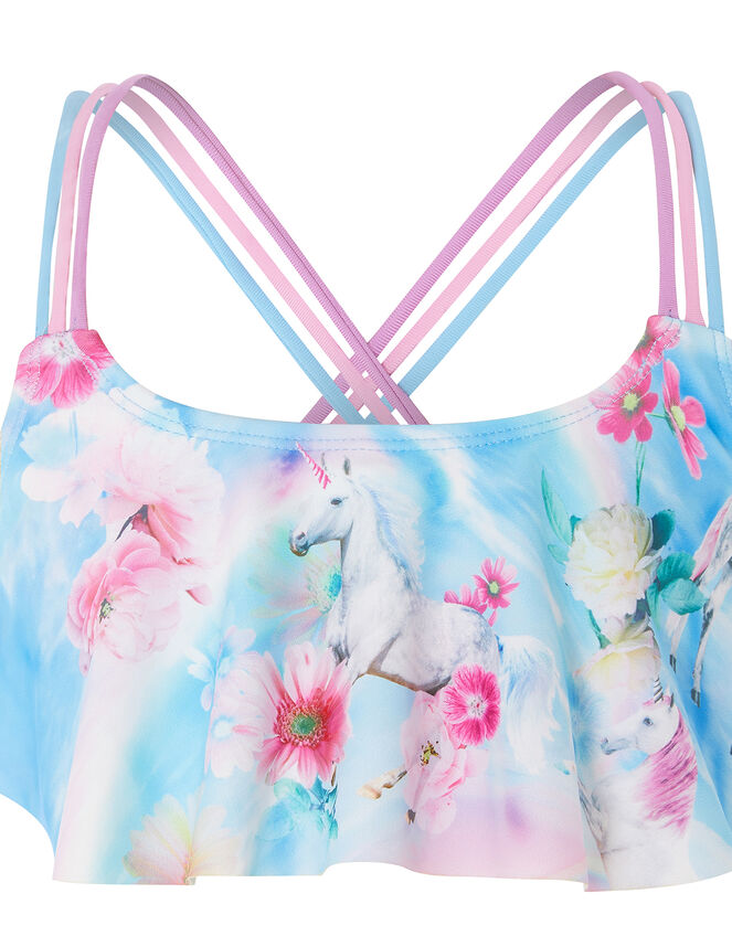 Unicorn Rainbow Frill Bikini Set, Blue (BLUE), large