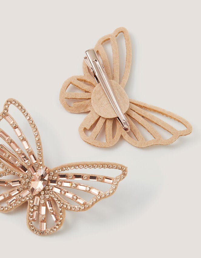 2-Pack Rhinestone Butterfly Hair Clips, , large