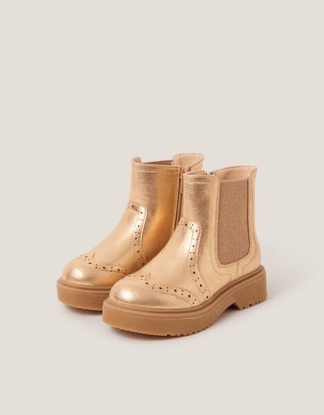 Metallic Chelsea Boots, Gold (GOLD), large