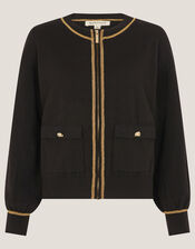 Nolan Knit Bomber Jacket, Black (BLACK), large