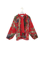 One Hundred Stars Primula Pussybow Blouse, Red (BERRY), large