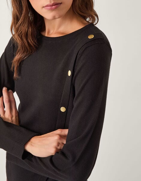 Bonnie Asymmetrical Button Jumper, Black (BLACK), large