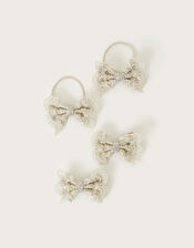 Lace Bow Hair Bands and Clips 4 Pack, , large
