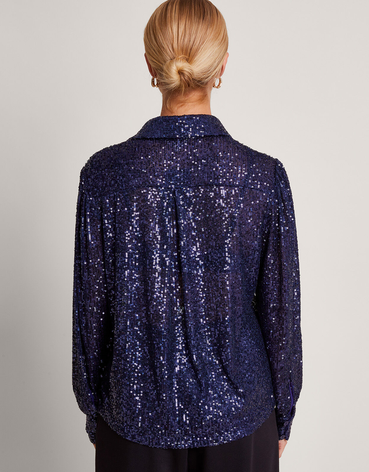 Navy blue sequin blouse new arrivals