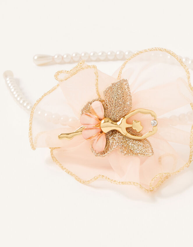 Organza Ruffle Ballerina Pearl Headband, , large