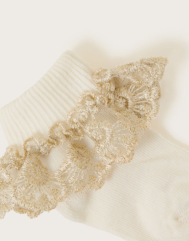 Baby Sparkle Lace Socks, Ivory (IVORY), large