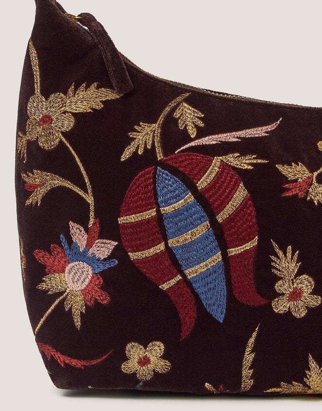Hatti Embroidered Velvet Crossbody Bag, , large