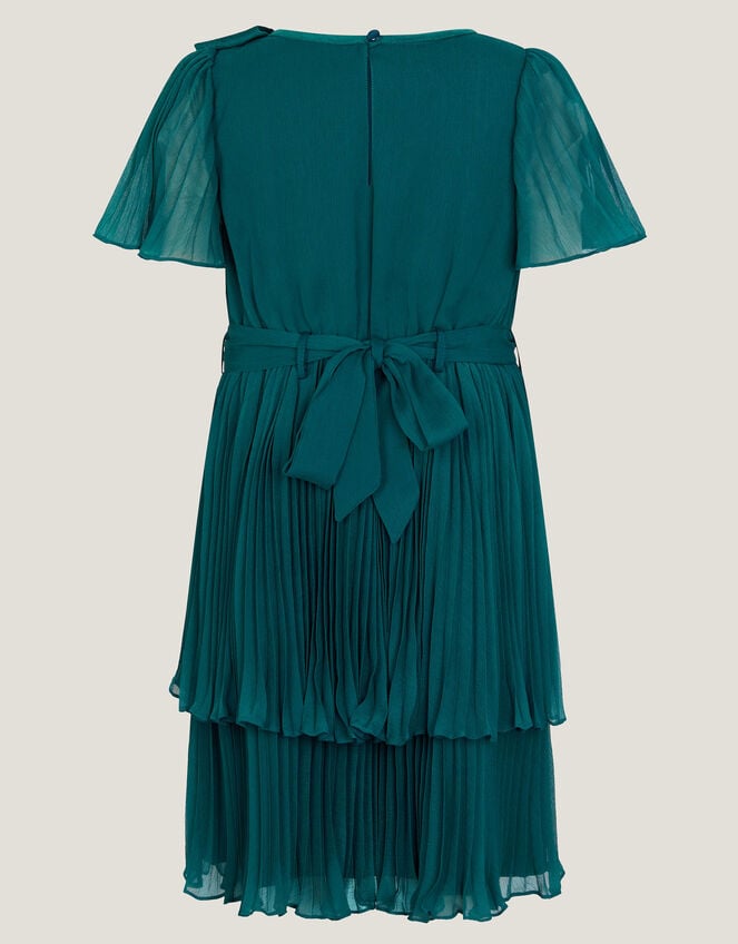 Alicia Pleated Tiered Dress, Teal (TEAL), large