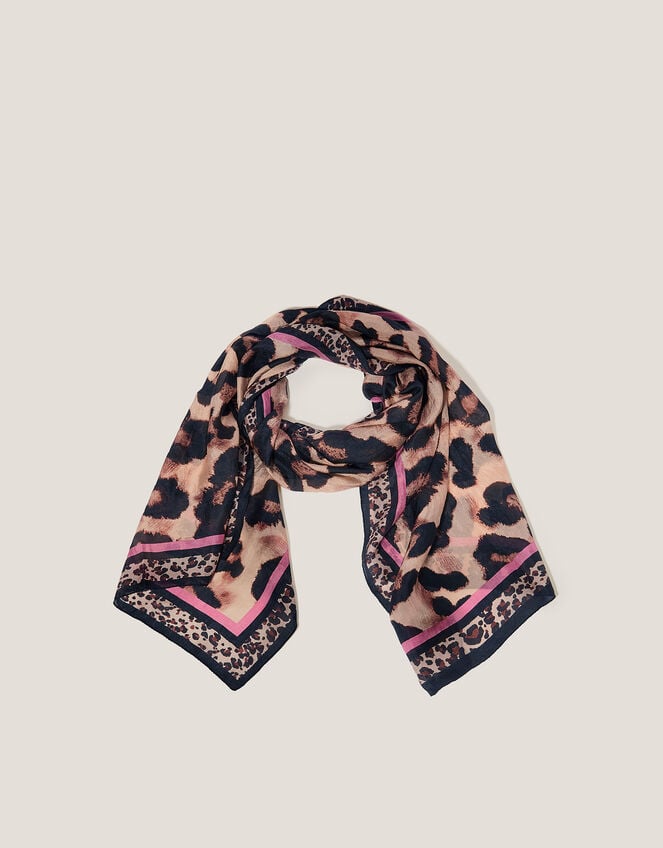Delilah Leopard Print Silk Scarf, , large