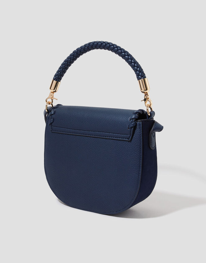 Petra Woven Satchel Crossbody Bag, Blue (NAVY), large