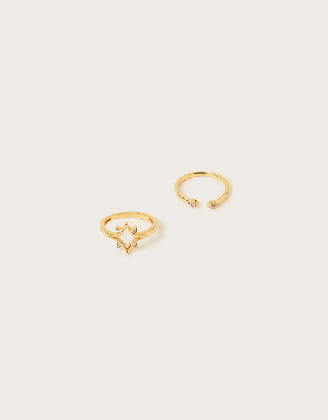 Diamante Rings Set of Two, Gold (GOLD), large