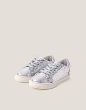 Glitter Metallic Trainers, Silver (SILVER), large