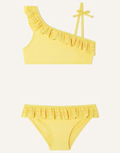 Laser Cut One-Shoulder Bikini, Yellow (YELLOW), large