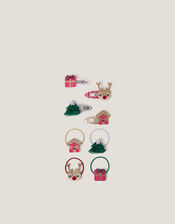 8-Pack Sparkly Christmas Hair Bands & Clips, , large