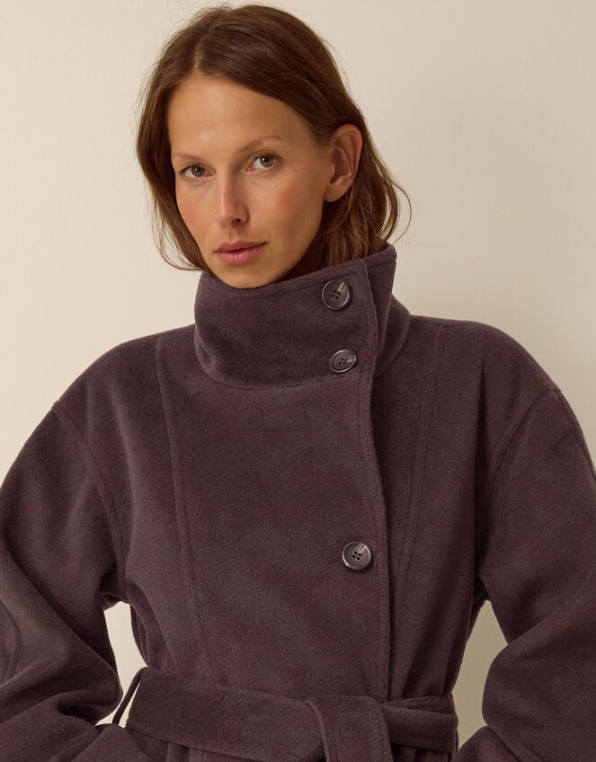 Millie Funnel Neck Belted Coat, Brown (CHOCOLATE), large