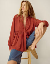 Sandy Relaxed Blouse, Orange (RUST), large