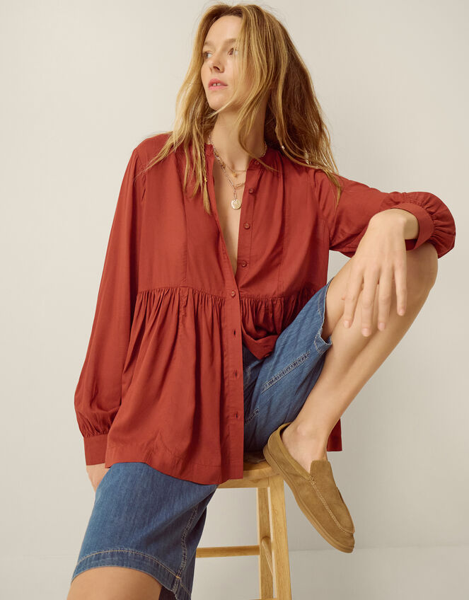 Sandy Relaxed Blouse, Orange (RUST), large