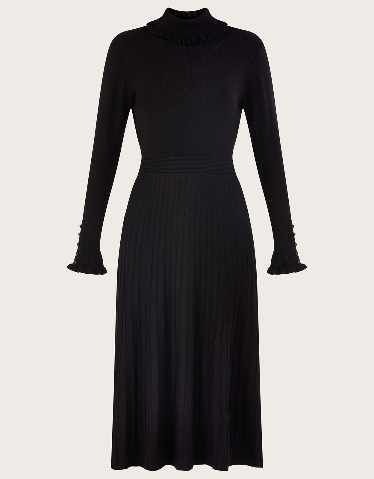 Roll Neck Knit Dress with LENZING ECOVERO Black Day Dresses Monsoon Global