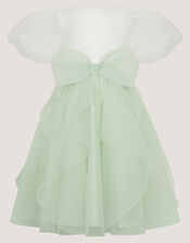 Raphela Puff Sleeve Bow Party Dress, Green (SAGE), large