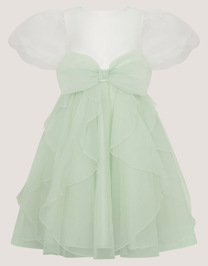 Raphela Puff Sleeve Bow Party Dress, Green (SAGE), large